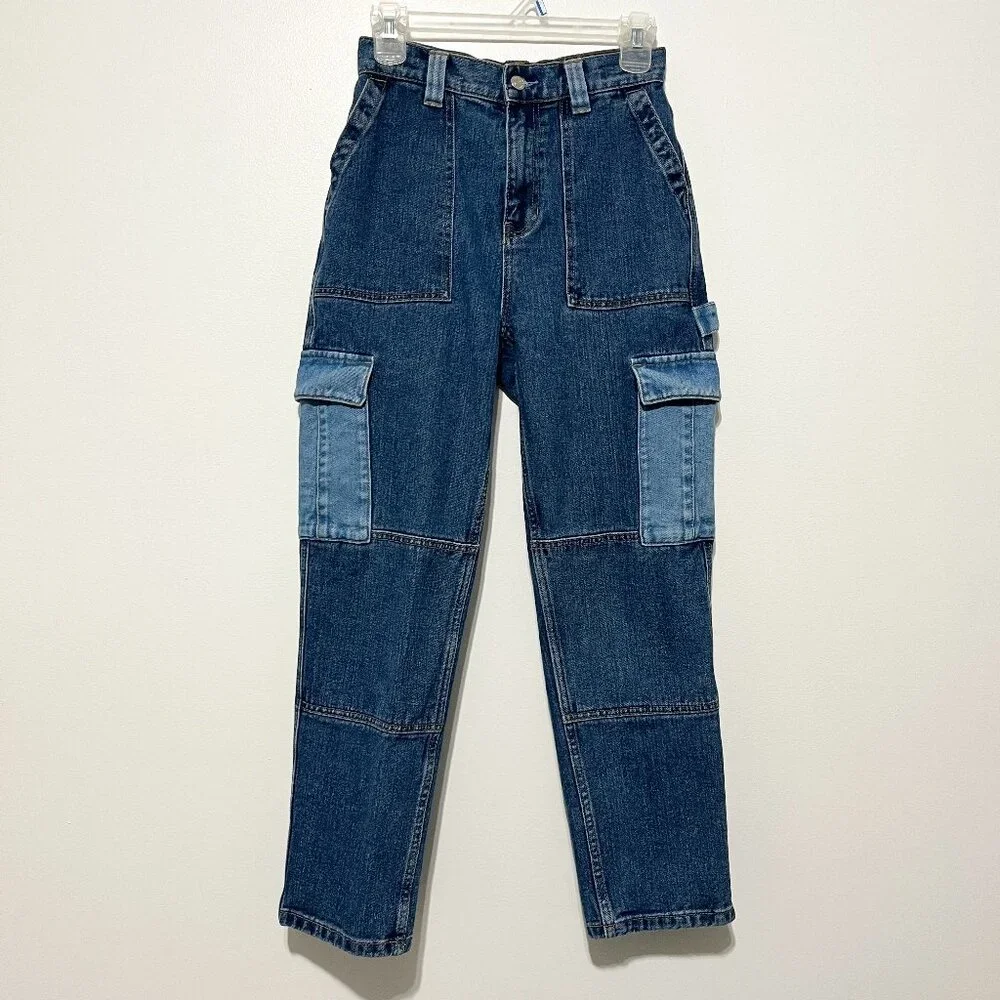 Pacsun Womens Cargo Carpenter Jeans 25 Streetwear Utility Grunge Skater Urban